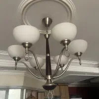 یه جفت لوستر ۶ شعله فلز و چوب در حد نو|لوستر و چراغ آویز|تهران, شمسآباد|دیوار