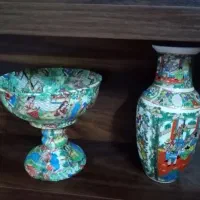 گلدان ،قوری ،بشقاب دیوار کوب گل مرغی آنتیک قدیمی