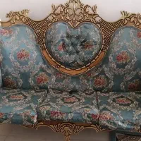 مبل سلطنتی 7 نفره و (پرده زبرا) سه بعدی دو عدد نو