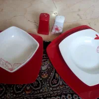 ظروف غذا خوری دالتون سفید وقرمز