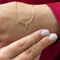نیم ست طلا 18 عیار مدل ونکلیف مفتولی ساده مینی