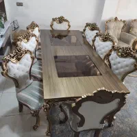 میز و صندلی ناهارخوری هشت نفره فولاد شهر