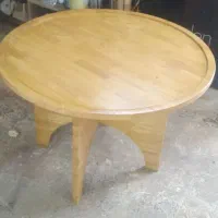 میز چهار نفره تمام چوب ژاپنی رنگ شده با شیشه گرد