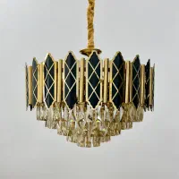 لوستر مدل سوان مشکی طلایی قطر ۶۰ ۱۵ شعله