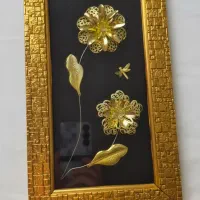 تابلو گل سه بعدی قاب طلایی