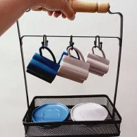 استند فلزی و چوب آویز به همراه ست قهوه خوری