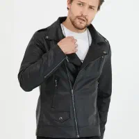 کاپشن چرم مردانه با زیپ ضربدری طرح جدیدسال 2026