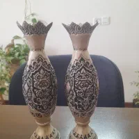 یک جفت گلدان قلم زنی