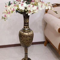 گلدان برنجی قلم طرح گل|صنایع دستی و سایر لوازم تزئینی|تهران, خاک سفید|دیوار