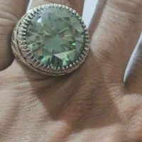 انگشتر موزانایت حیاطی طلا کاری شده