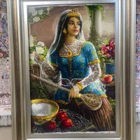 تابلو فرش دستباف بانوی سنتی بافت تبریز|تابلو فرش|مشهد, عامل|دیوار