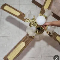 پنکه سقفی چوبی لوستردار