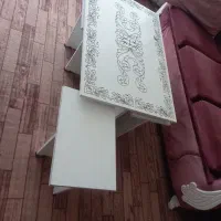 میز عسلی با چهارتا گل میز چوبی|مبلمان خانگی و میز عسلی|خمینیشهر, |دیوار