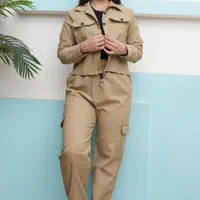 ست کت کراپ و شلوار کارگو
