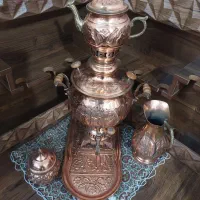 ست کامل سماور مسی ذغالی ۶ لیتری