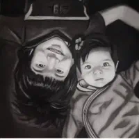 نقاشی سیاه قلم از چهره و عکس|تابلو، نقاشی، عکس|قم, بکایی|دیوار