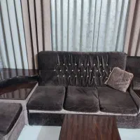 مبل ال هفت نفره کارکرده ومیزتی وی شیشه ای|مبلمان خانگی و میز عسلی|بهارستان, |دیوار