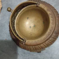 خاویار خوری قدیمی برنجی قلم دست پهلوی|کلکسیون اشیاء عتیقه|چالوس, |دیوار