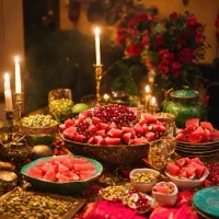 دیزاین و جزئیات میز شب یلدا مخصوص عروس خانوم ها