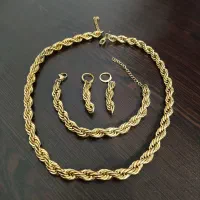 ست گردنبند و گوشواره دستبند طنابی