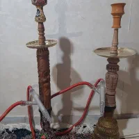 قلیون چوبی خاص با پایه شیشهای سالم و خوشساخت