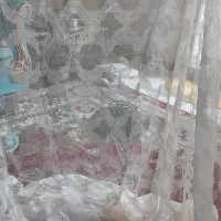 پرده توری گلدار