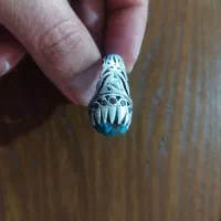 انگشتر نقره کار ظریف استاد شاکری نگین فیروزه چاهی|جواهرات|گرگان, |دیوار