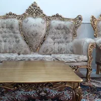 مبل استیل چوب گردو۷نفره بسیار شیک ومحکم|مبلمان خانگی و میز عسلی|قم, شهرک فاطمیه|دیوار