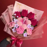 دسته گل پیپ پاکن مخملی