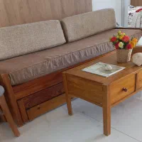 مبل راحتی با ۳ طبقه تخت تمام چوب|مبلمان خانگی و میز عسلی|کیش, |دیوار