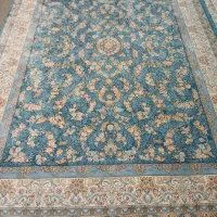 فرش ۹ متری لاجورد آبی ۴۵۰۰تراکم ۱۵۰۰شانه و فرش گرد