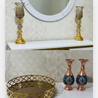 شمعدان و گلدان و سینی آینه ای