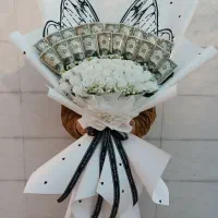 دسته گل روبانی وپول وعروس