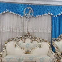 پرده کتیبه فرشته و مخمل آبی