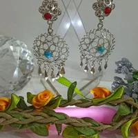 گوشواره نقره ملیله اصفهان نگین فیروزه نیشابورکد۵۱۲|جواهرات|اصفهان, مولوی|دیوار