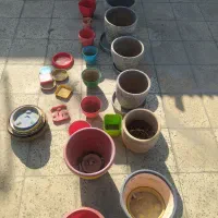 گلدون بزرگ و کوچک پلاستیکی و سفالی