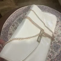کیف مجلسی چرم ایتالیایی شیری رنگ