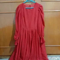 لباس مجلسی با تور توپی قرمز رنگ