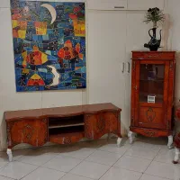 میز تلویزیون معرق چوبی و مازول آنتیک کار دست|میز تلویزیون|تهران, علم و صنعت|دیوار