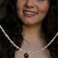 گردنبند اسم پلاک اسم با مروارید پرورشی