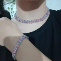 ست انواع دست بند و گردنبند منجوق دوزی شده