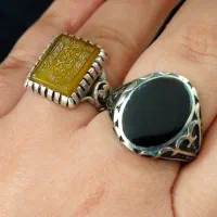 دو عدد انگشتر یکی نقره و دیگری استیل