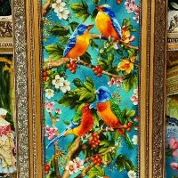 تابلو فرش نفیس برجسته دستباف ابریشمی طوطی کله غازی