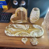 ست گلدان و دکوری سنگی