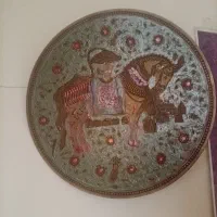 بشقاب تمام برنجی مینا کاری شده ذوالجناح دست ساز