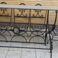 میز۸نفره امریکایی فولادی با۶عددصندلی  شیشش سکوریت