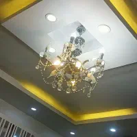 لوستر پنج شاخه دو لامپ استیل وکریستال