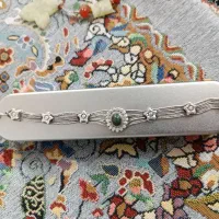 دستبند کهنه نقره با نگین شجر