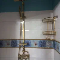 شیر حمام و دوش ثابت و متحرک نو و حوله خشک کن نو