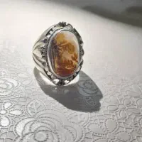 انگشتر نقره شجر.موزانایت روس.فیروزه